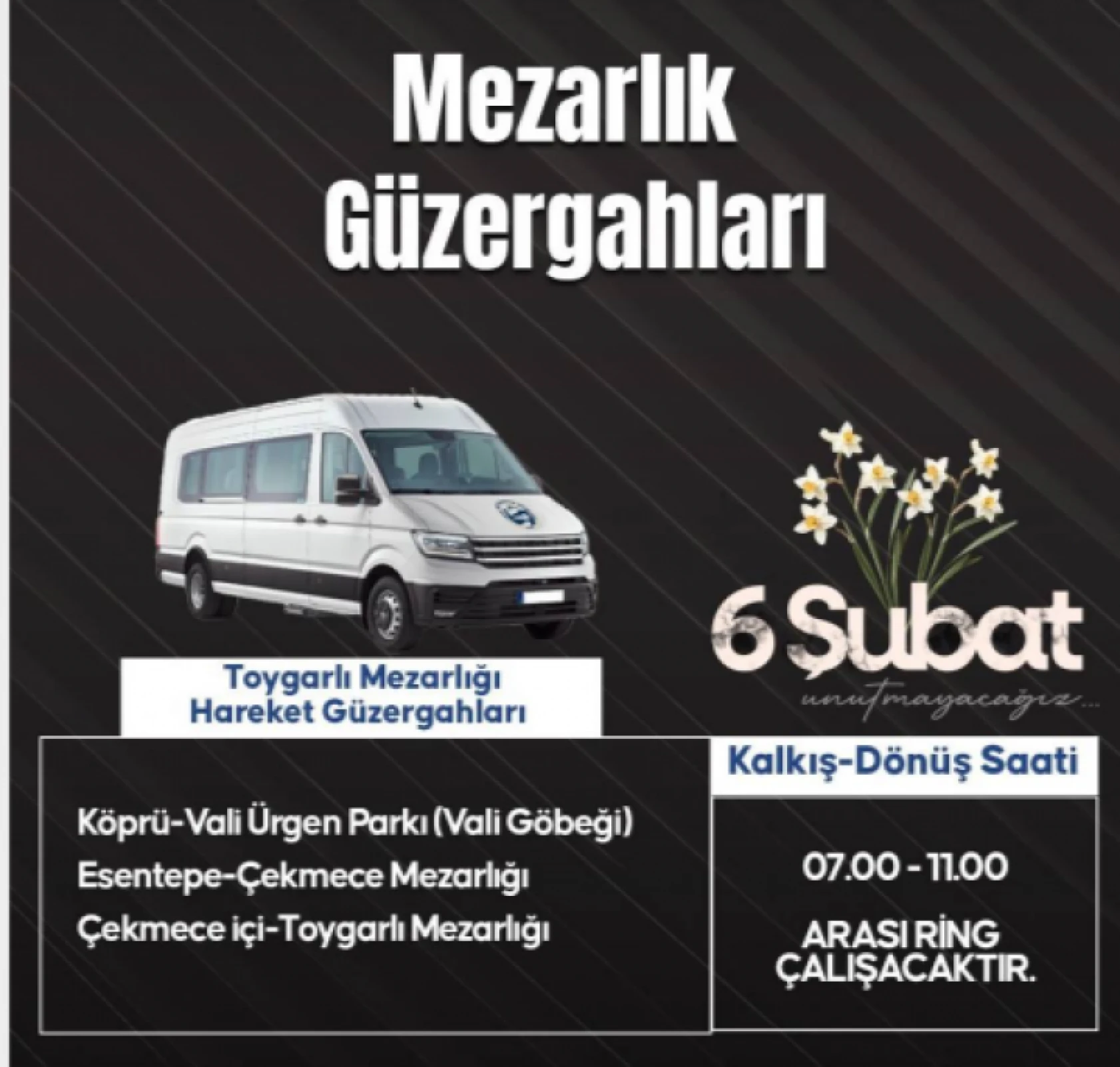 Hatay'da 6 Şubat anmaları için 28 hat ücretsiz hizmet verecek!