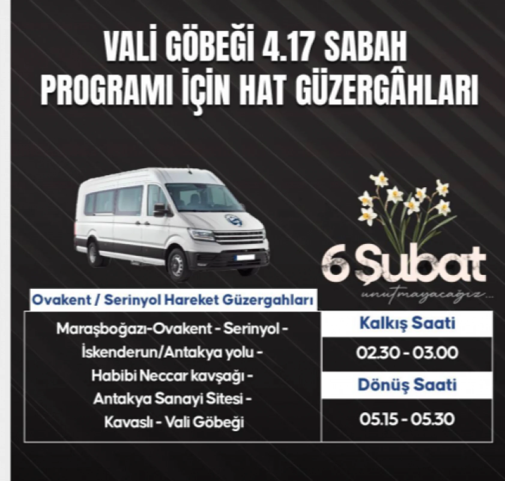 Hatay'da 6 Şubat anmaları için 28 hat ücretsiz hizmet verecek!