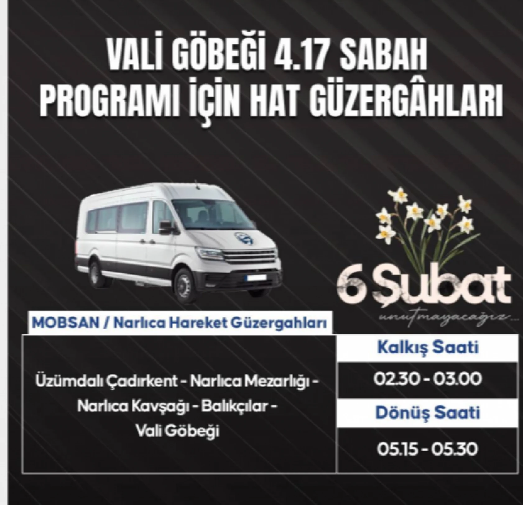 Hatay'da 6 Şubat anmaları için 28 hat ücretsiz hizmet verecek!