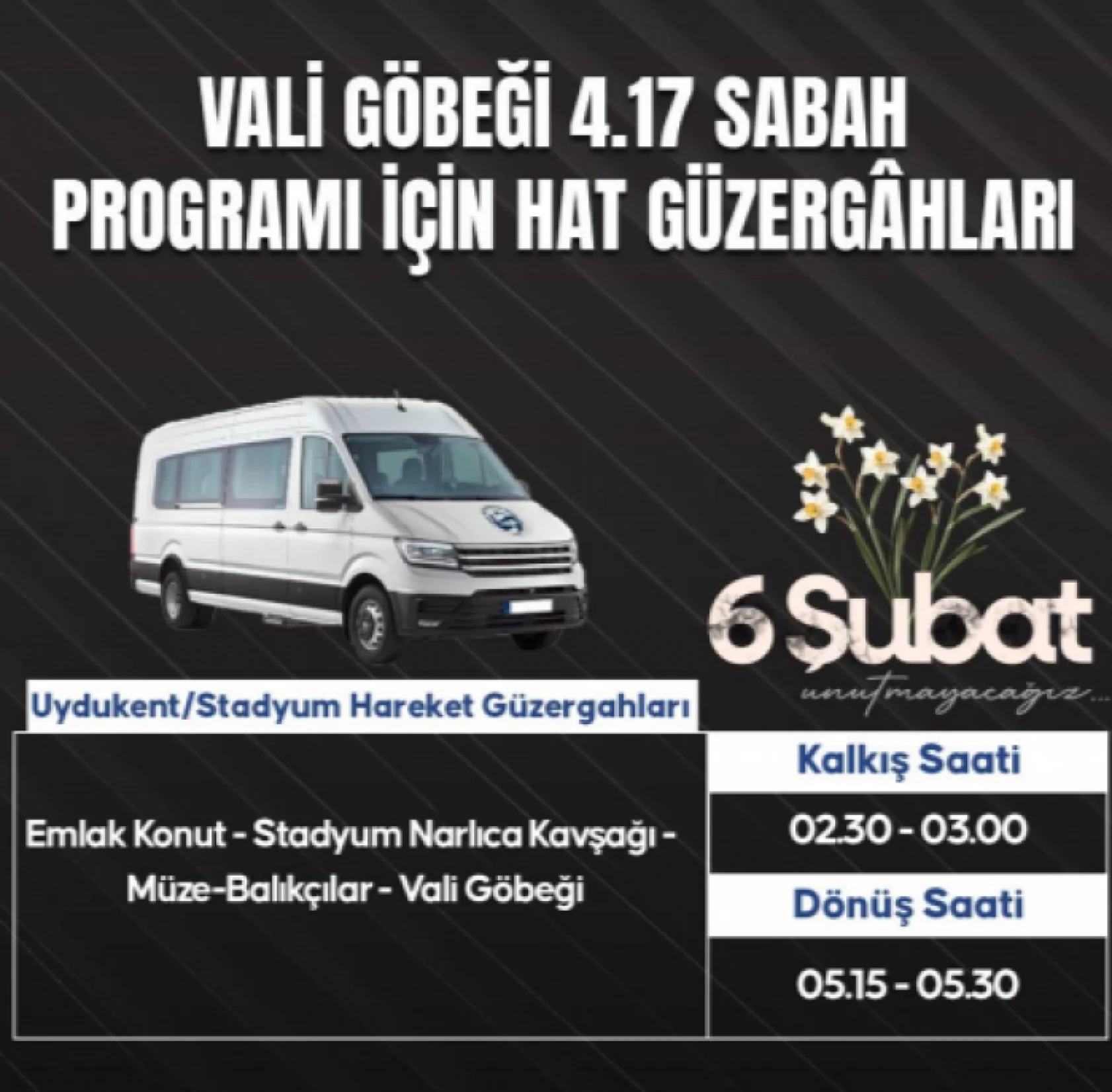 Hatay'da 6 Şubat anmaları için 28 hat ücretsiz hizmet verecek!
