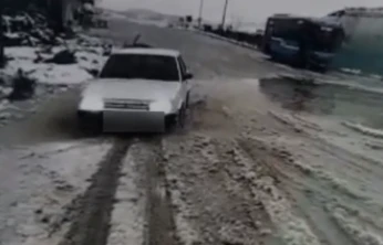Hatay'da karda drift yapan sürücüye ağır ceza!