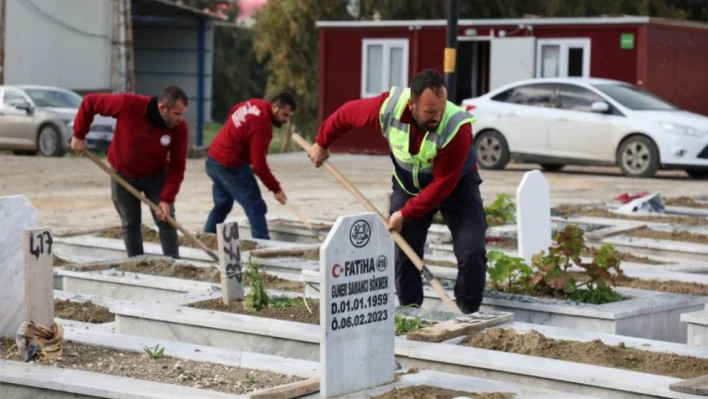 Hatay'da Deprem Şehitleri Mezarlığı'nda çalışma yapıldı!